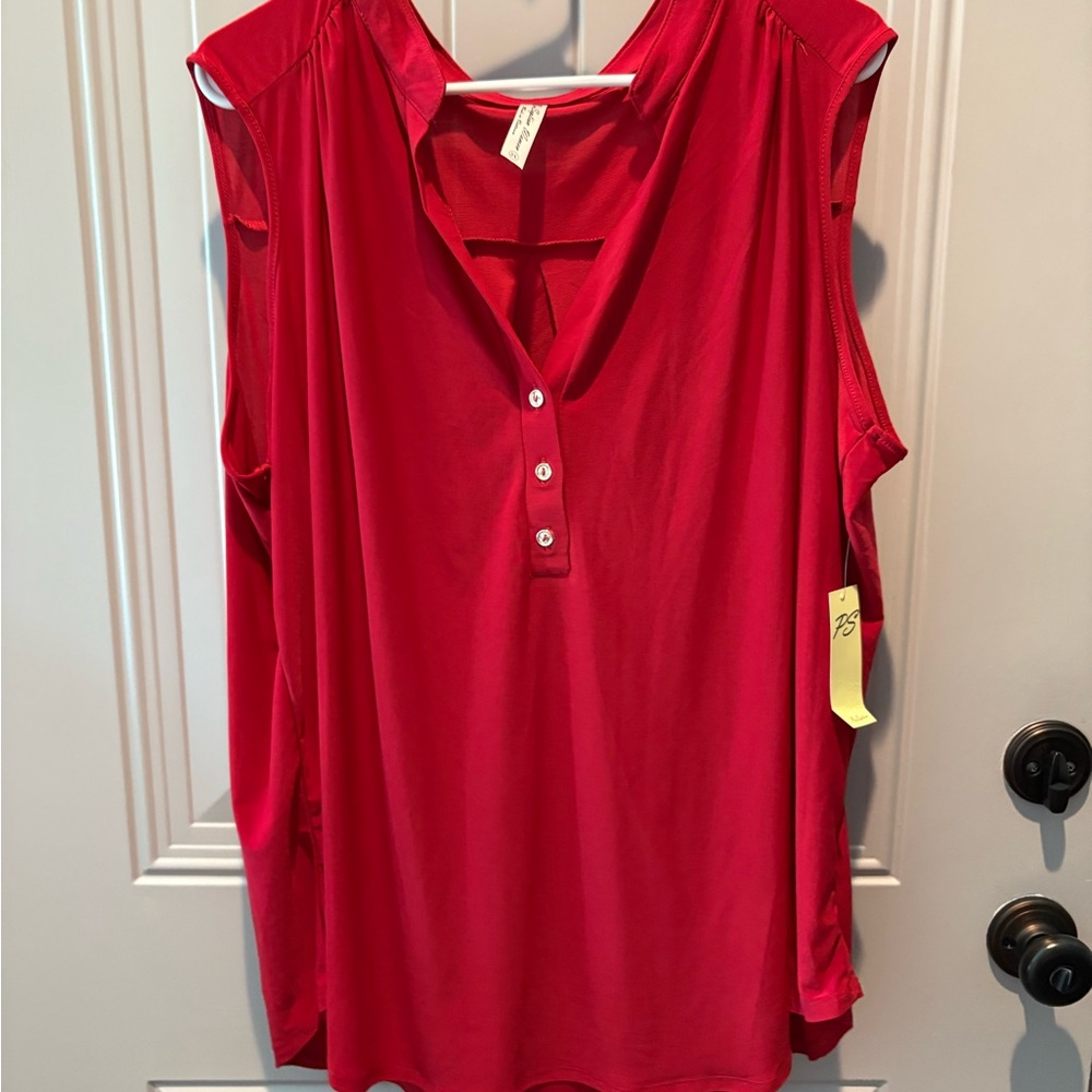 Perseption Red Sleeveless Blouse